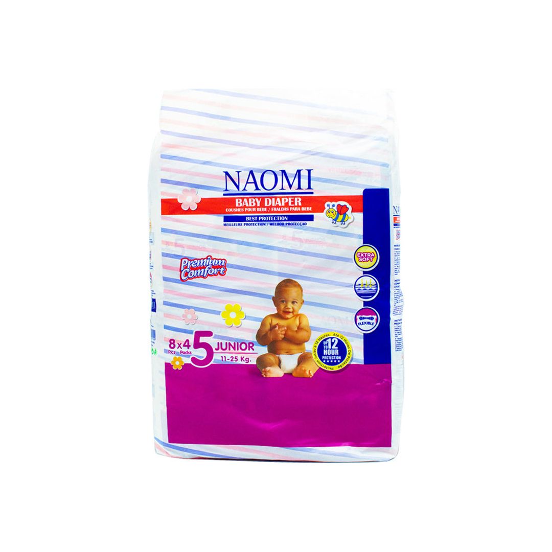 Naomi ultra-soft maxi diapers 11-25kg 12h protection 32 pieces