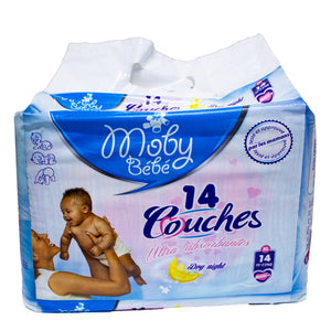 Moby baby ultra-absorbent mini diapers 13-22kg 14 pieces