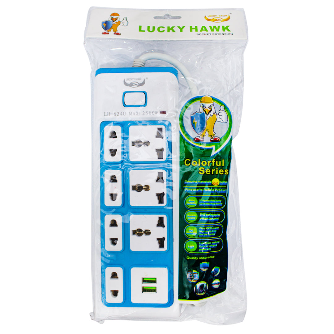 Lucky Hawk extended multi-plug with USB ports 1 piece