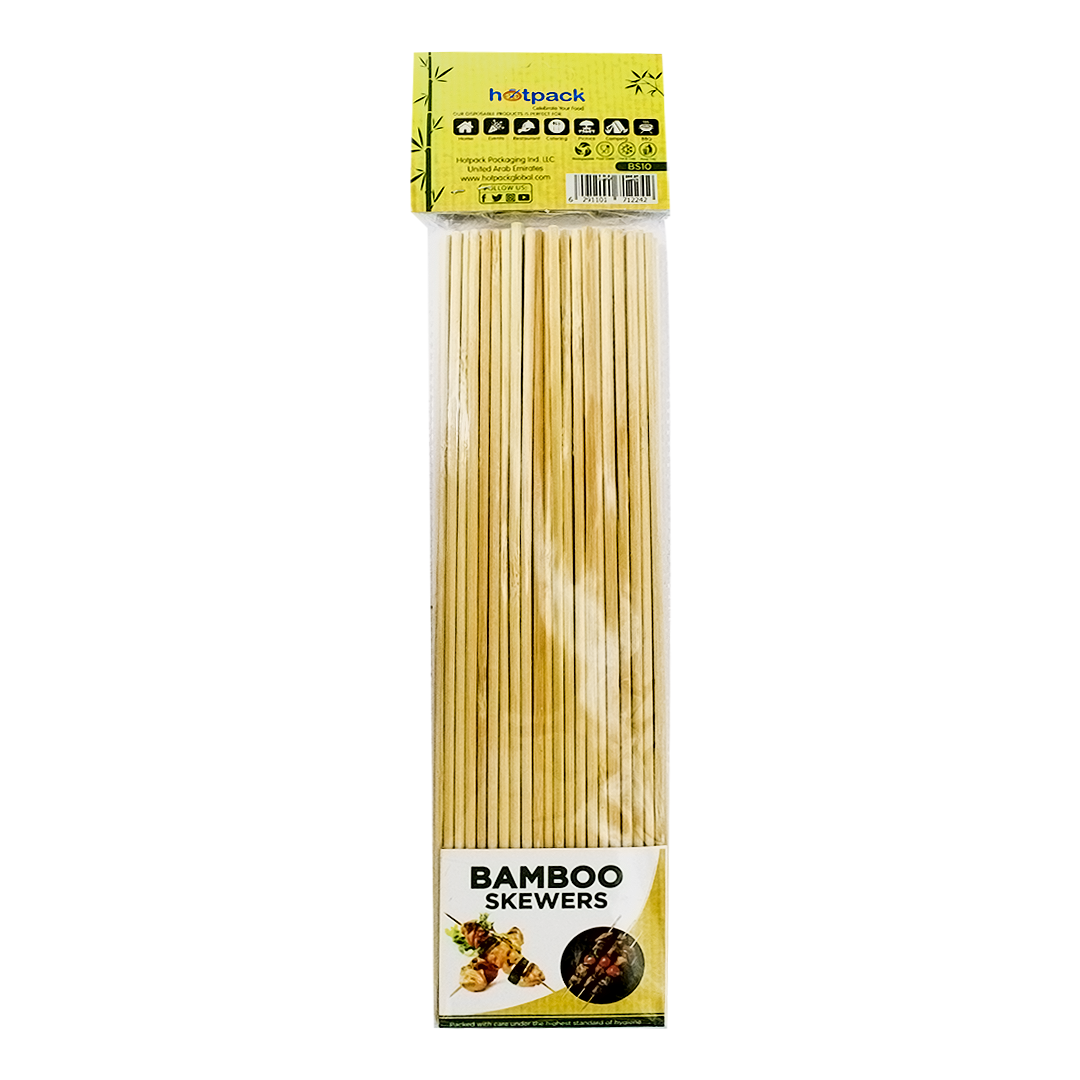 Hotpack Wooden BBQ Skewers 10' 100 Pieces