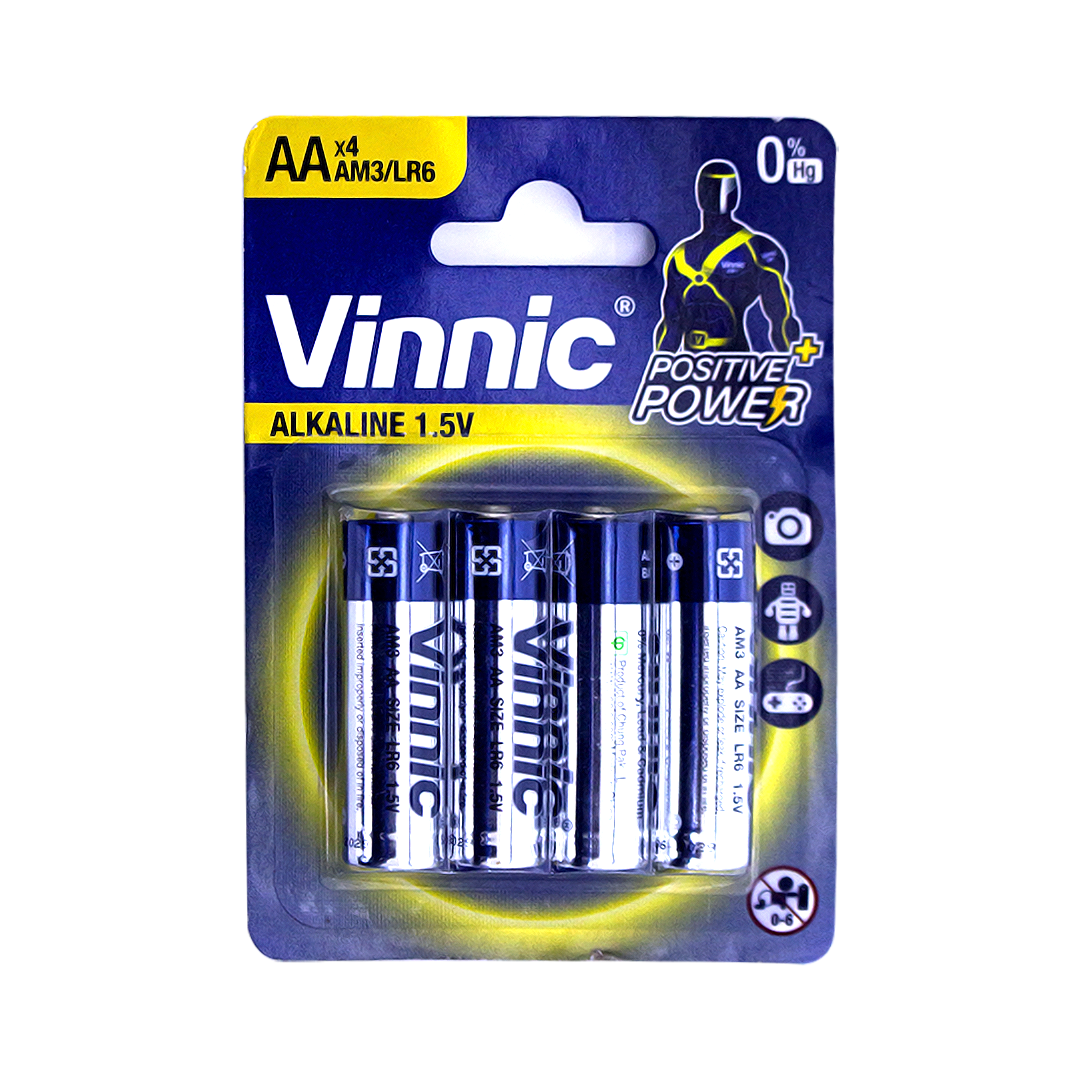 Vinnic AA 1.5V Alkaline Batteries 4 Pieces