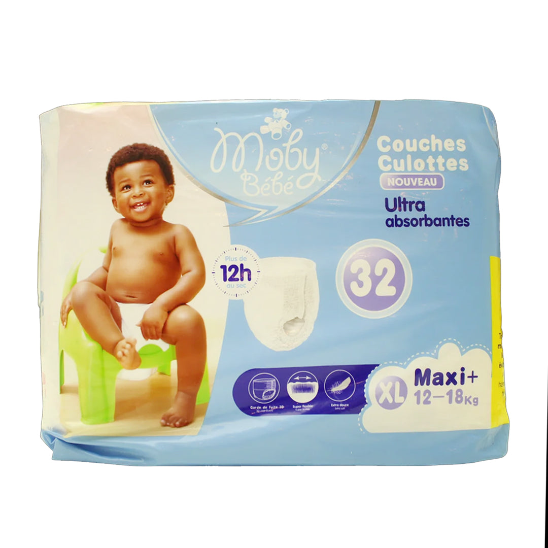 Moby baby pull-up diapers maxi ultra absorbent 12h 12-18kg 32 pieces