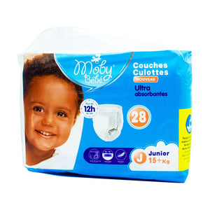 Moby baby pull-up diapers junior ultra absorbent 15kg+ 28 pieces