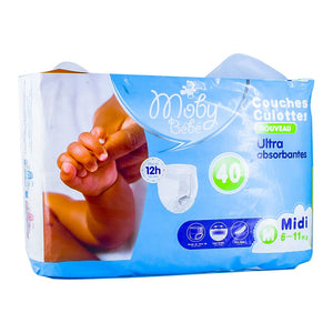 Moby baby pull-up diapers midi ultra absorbent 6-11kg 40 pieces