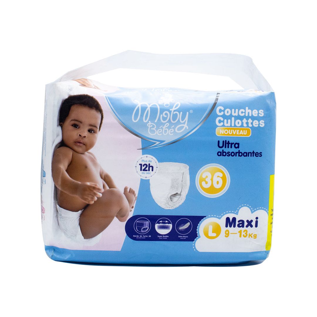 Moby baby pull-up diapers maxi L ultra absorbent 9-13kg 36 pieces