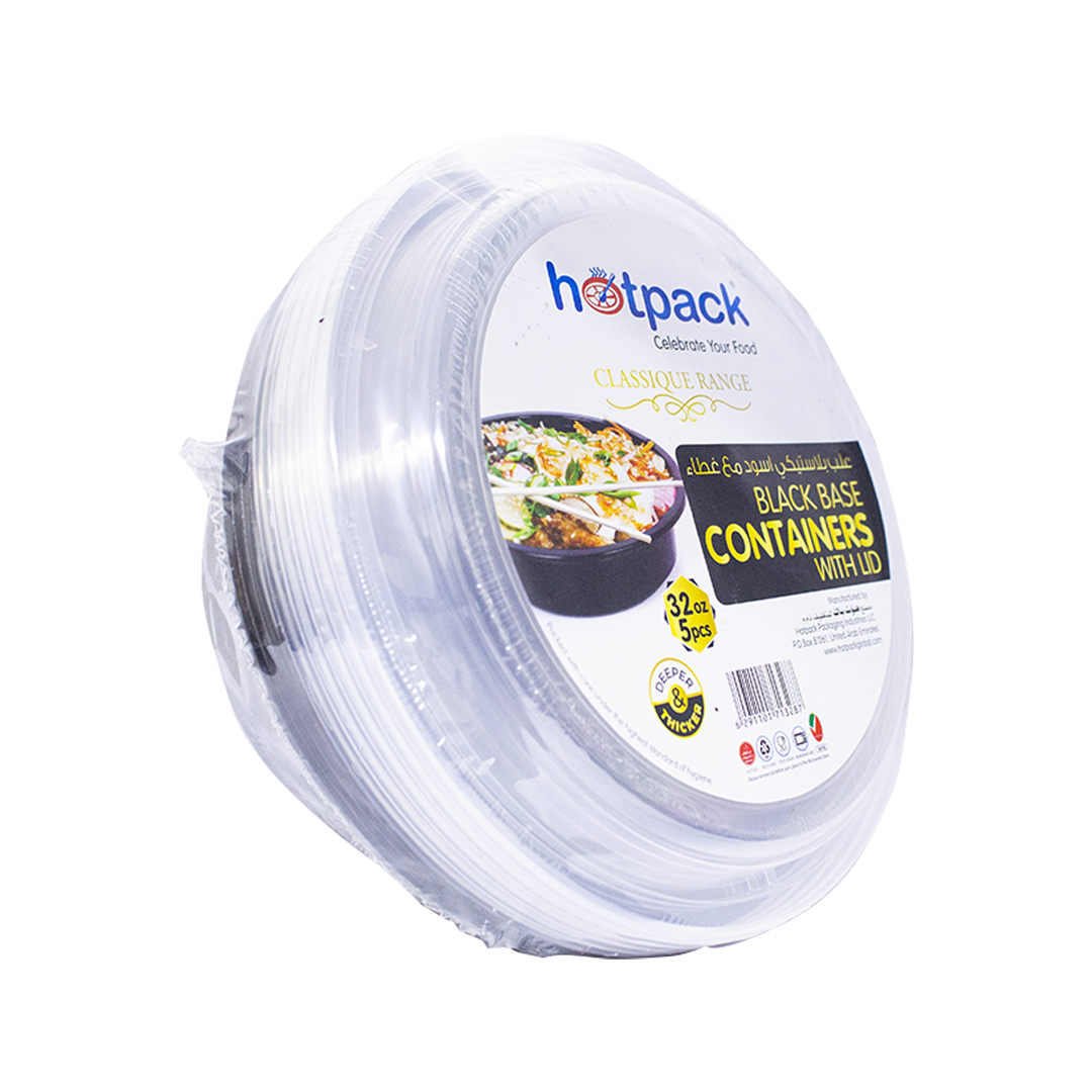 Hotpack Black Food Containers with Lids 32oz 5pcs