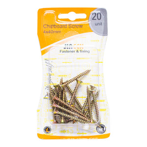 Jiacen chipboard screw for fastening and fixing 4X40mm 20 units 1 piece
