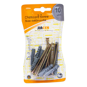 Chipboard screws & pe jiacen size.4x60/6% 10set no.jc-b008