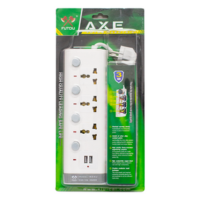 Axe power strip 4 sockets 2 USB ports cable 3 meters