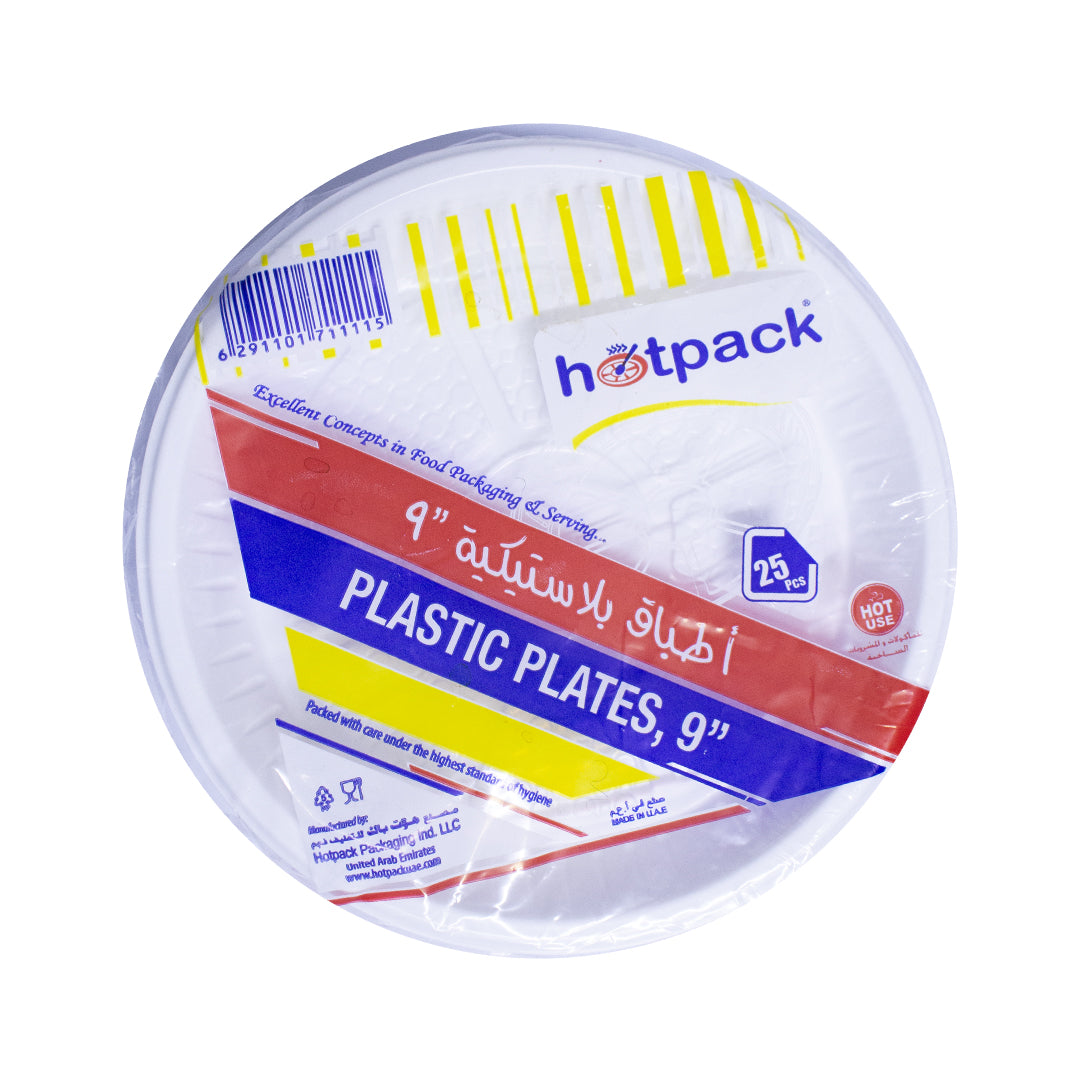 Hotpack plastic plates 9'' 25 pieces