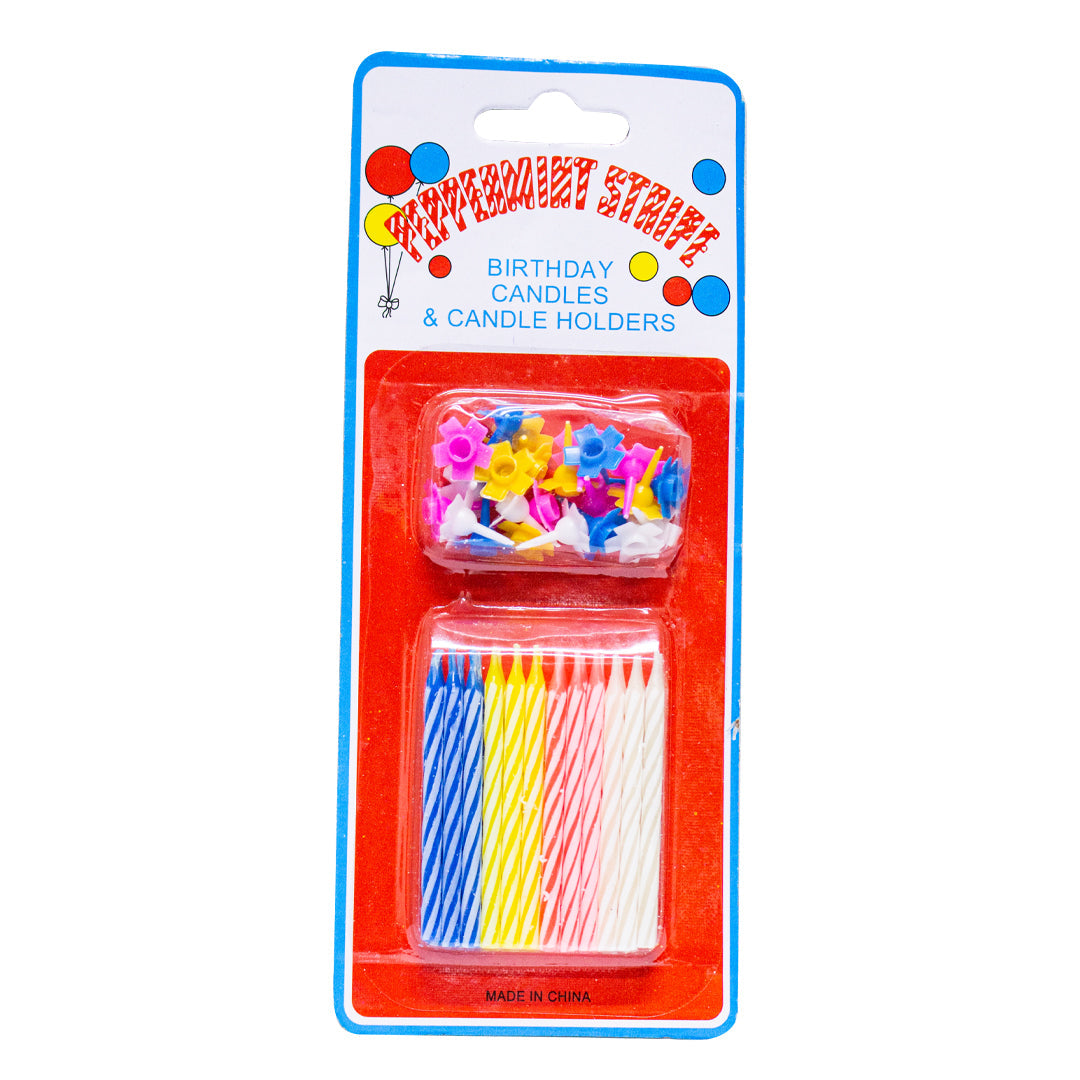 Birthday candles with holders 12 pieces