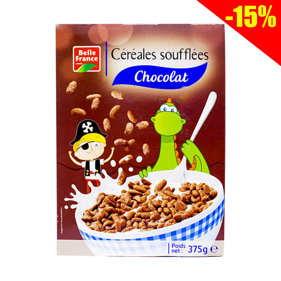 Belle France Corn Flakes Chocolate Puffed Cereal 375g