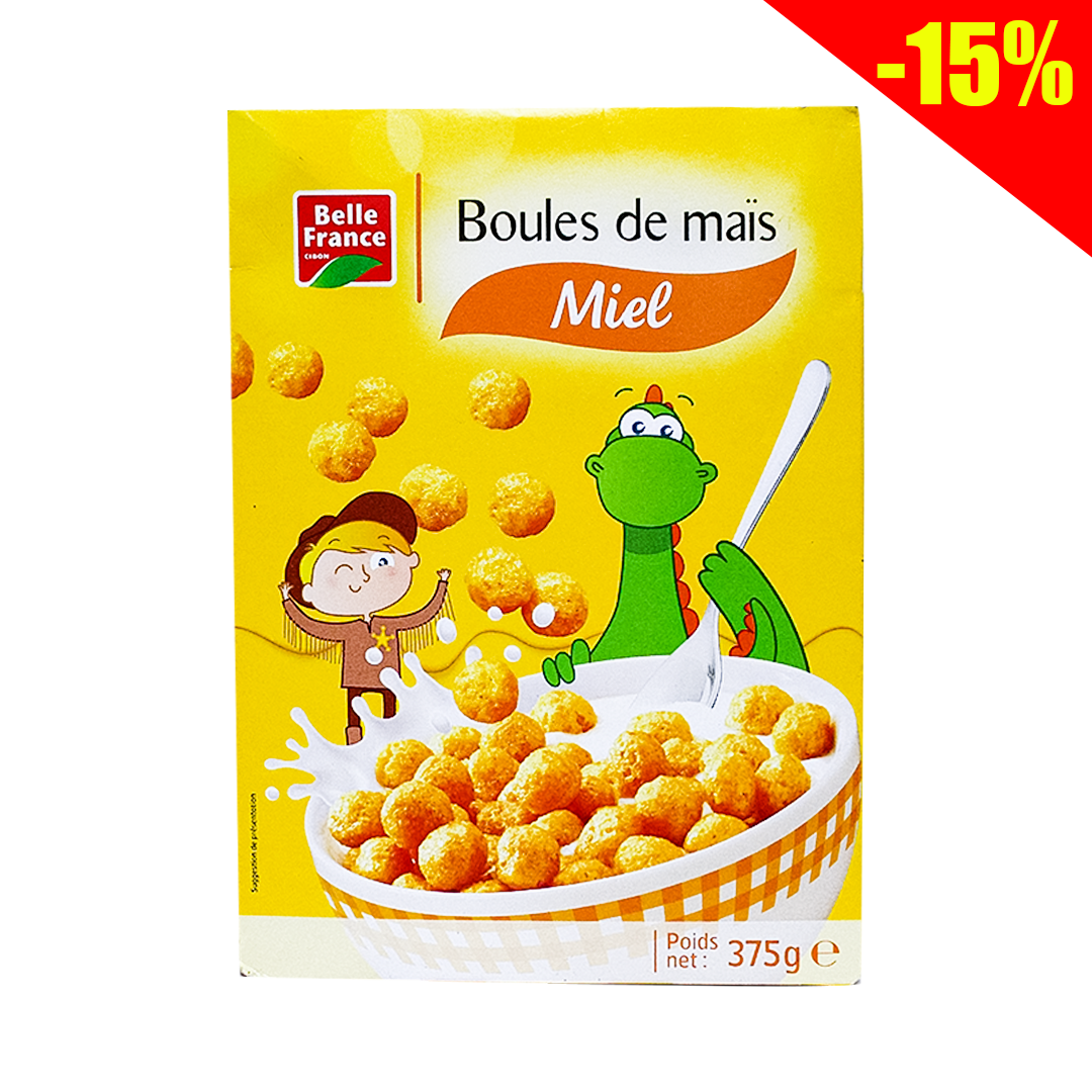 Corn flakes belle france corn balls honey 375gm