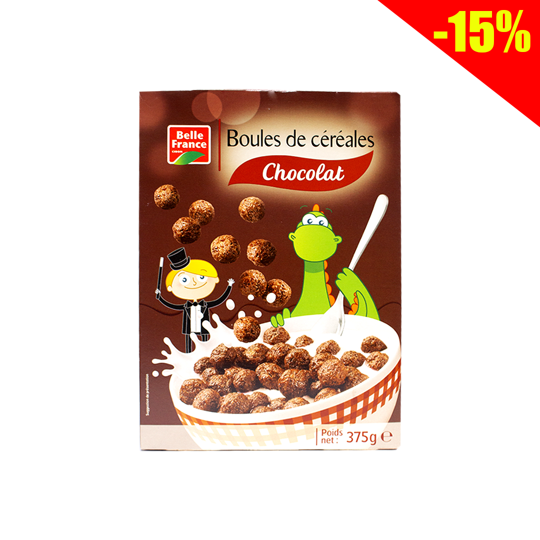 Corn flakes belle france boules de cereales gout chocolat 375gm