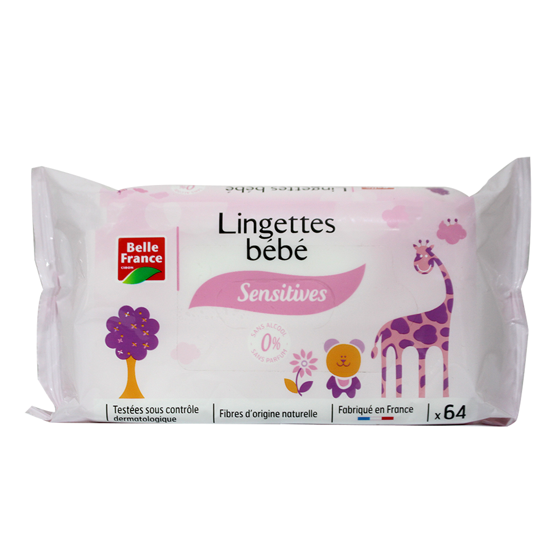 Belle France thick sensitive wipes 64 pieces