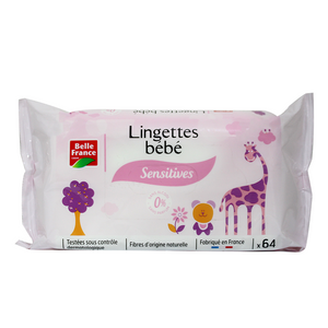Belle France thick sensitive wipes 64 pieces