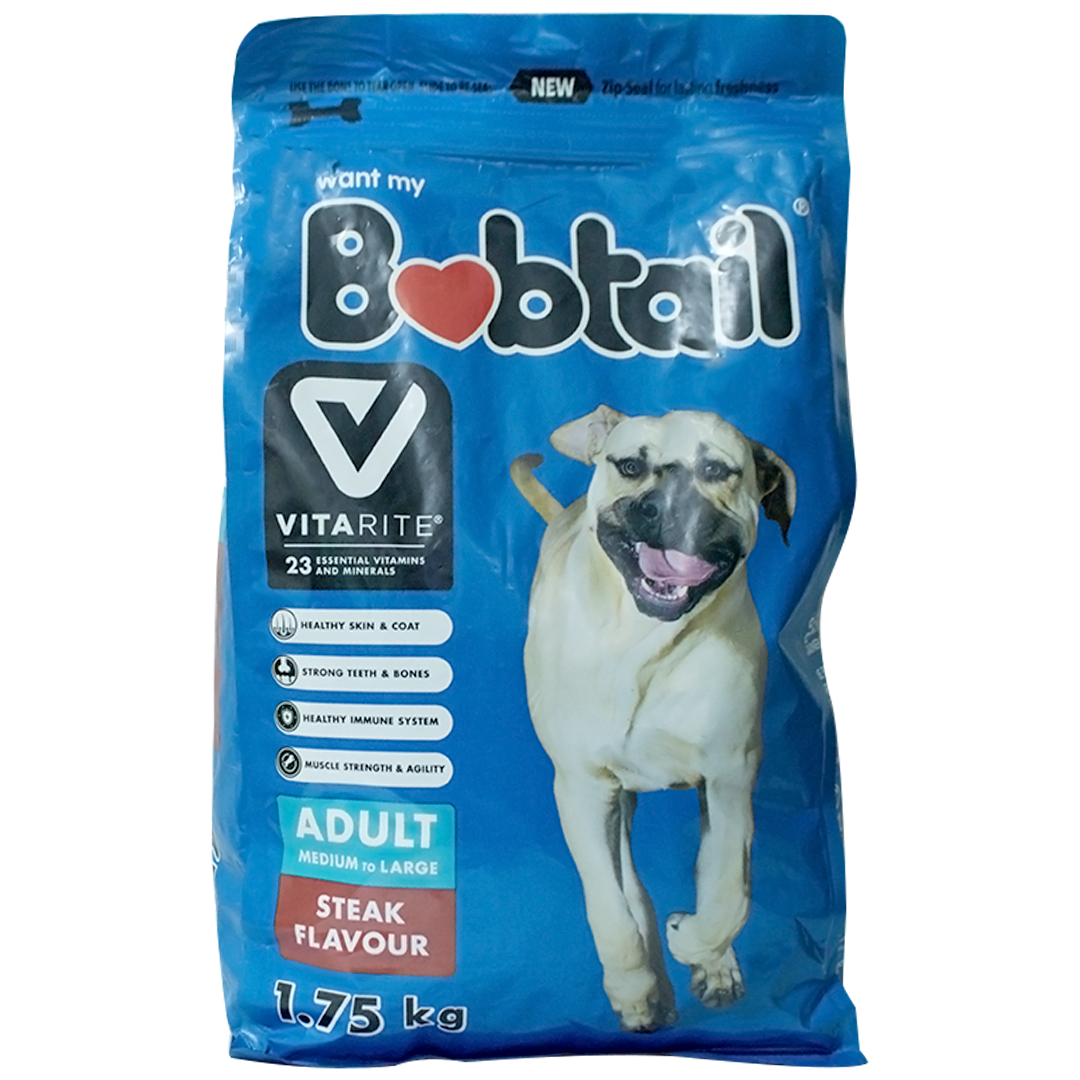 Bobtail Chicken Steak Dog Food Adult Medium to Large 1.75kg