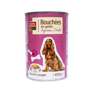 Dog food belle france lamb &amp; turkey jelly bites 400gm