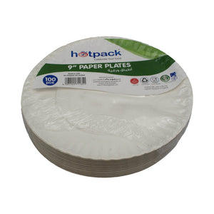 Hotpack paper plates 9" 100 pieces