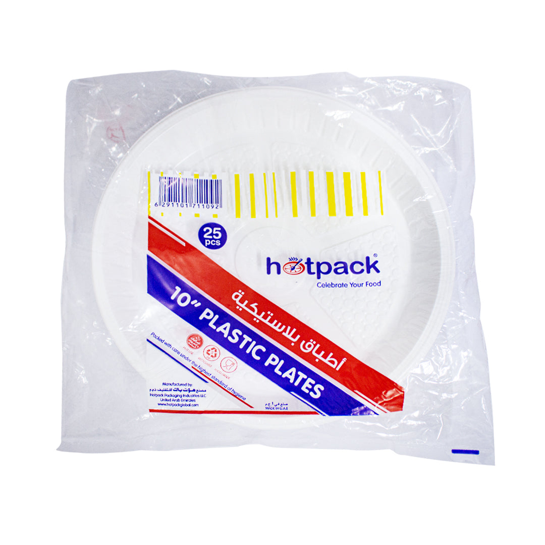 Hotpack disposable plastic plates 10" 25 pieces