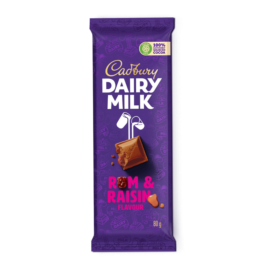 Dairy milk chocolate rum and raisin flavor 80g