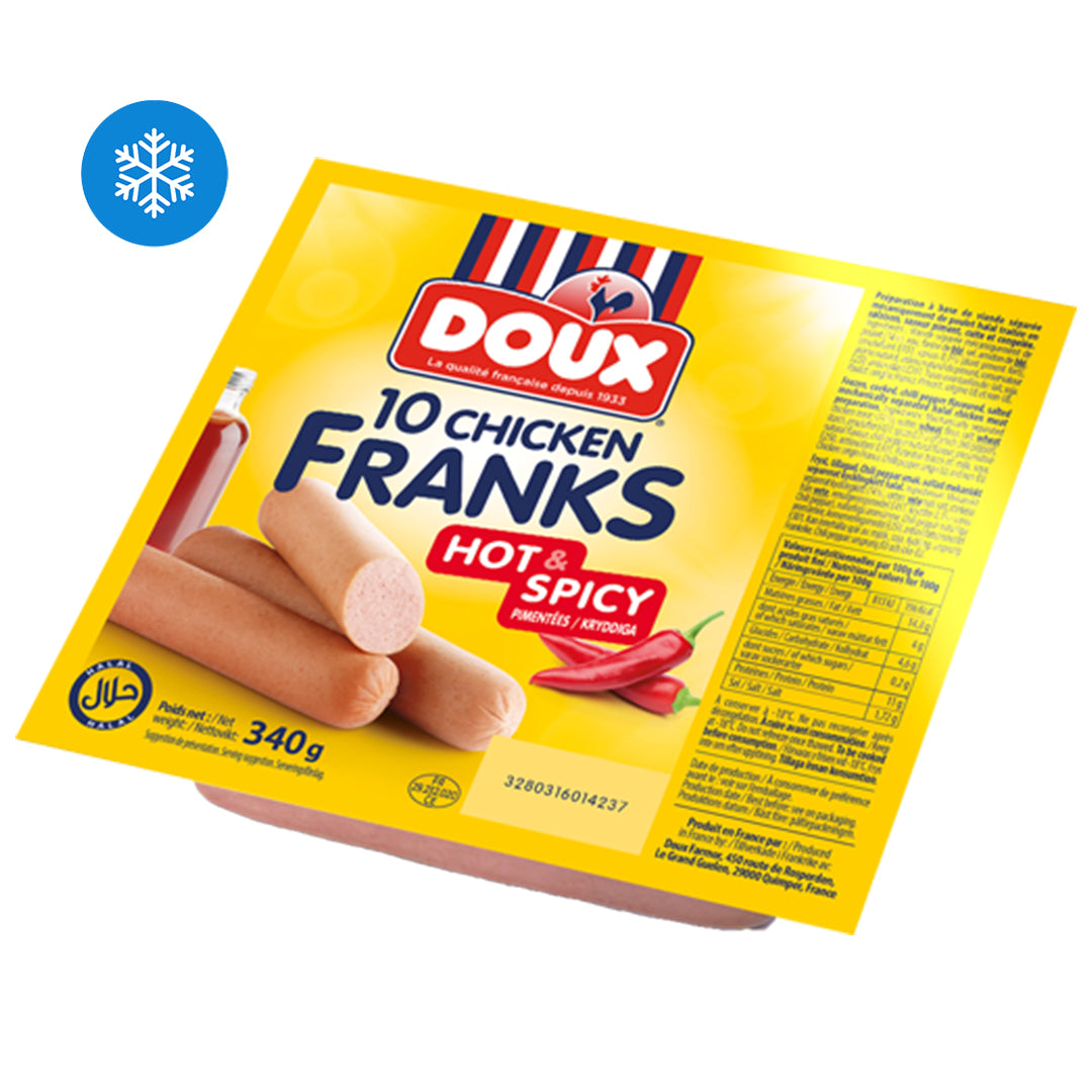 Doux 10 hot and spicy chicken sausages 340g