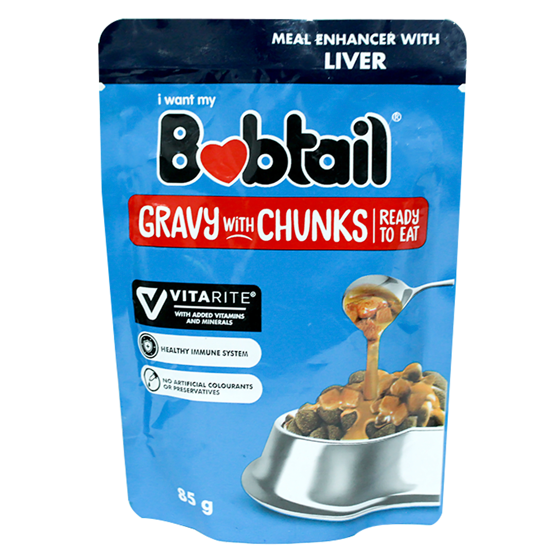 Bobtail Dog Food Liver Pieces in Sauce 85g