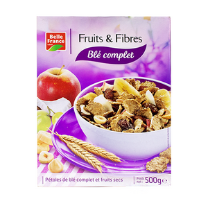 Corn flakes belel france fruits &amp; fibers whole wheat 500gm