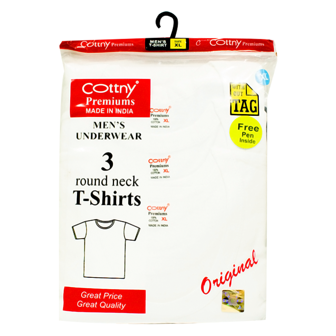 Cottny white round-neck t-shirts XL 3 pieces