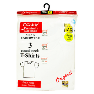 Cottny white round-neck t-shirts XL 3 pieces
