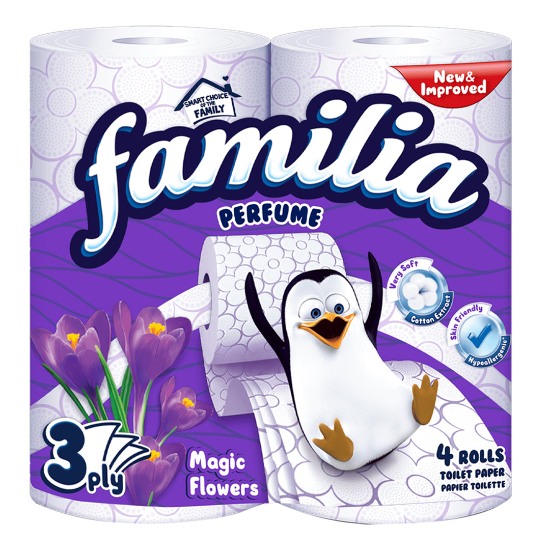 Familia floral magic 3-ply toilet paper 4 rolls
