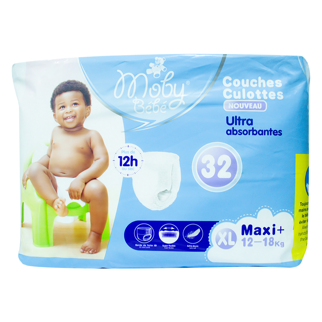 Moby baby pull-up diapers maxi ultra absorbent 12h 12-18kg 32 pieces