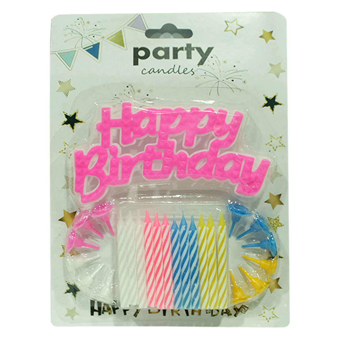 Birthday candles with holder and alphabet 12pcs