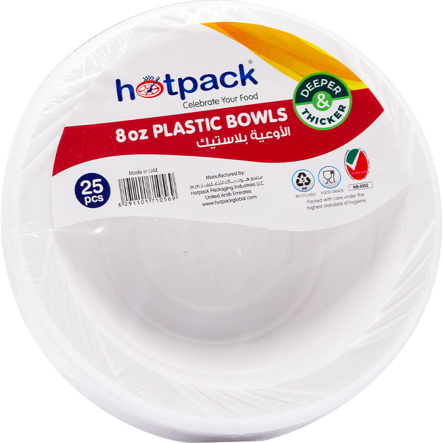 Hotpack disposable plastic bowls 25 pieces