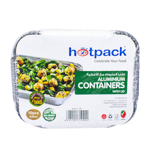 Hotpack disposable aluminum plates with lids 250cc 10pcs