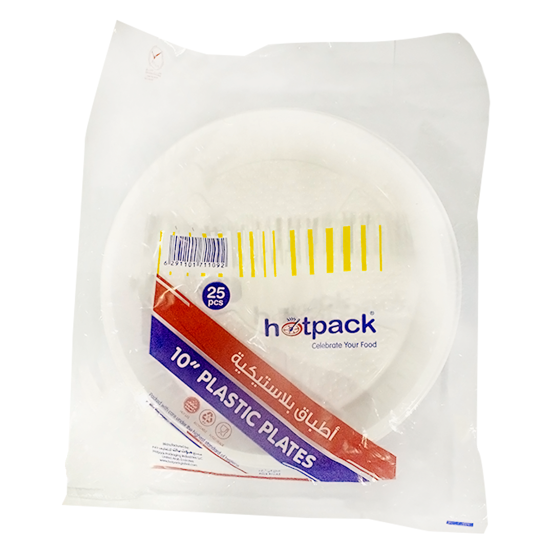 Hotpack plastic plates 3 compartments 25 pieces