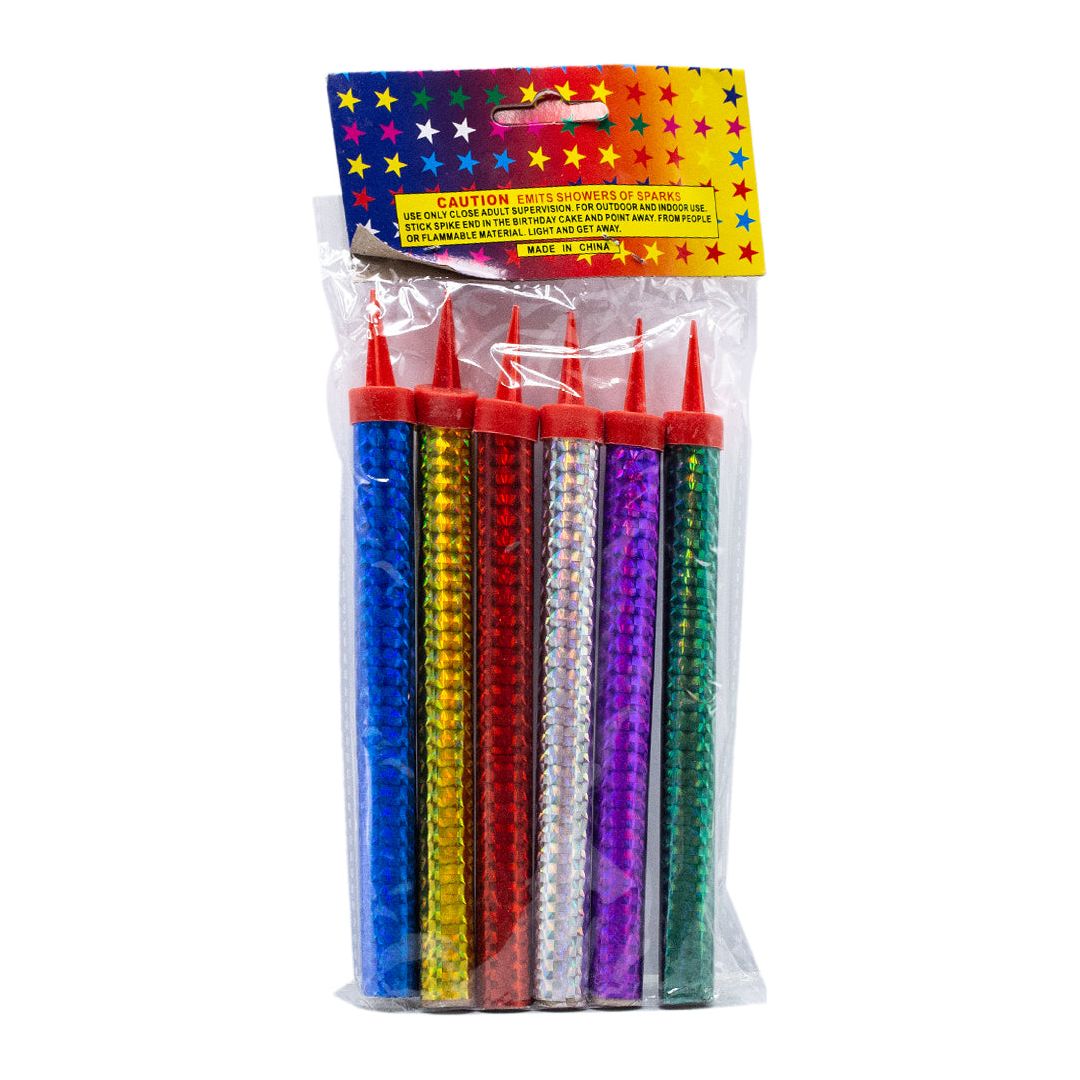 Birthday colored candles 6 pieces