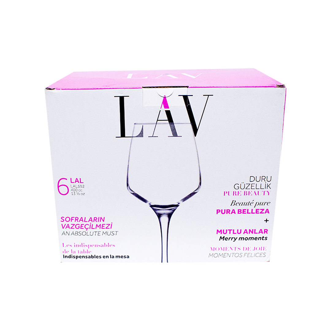 Wine lav glass 400cc 6pc no.lal592