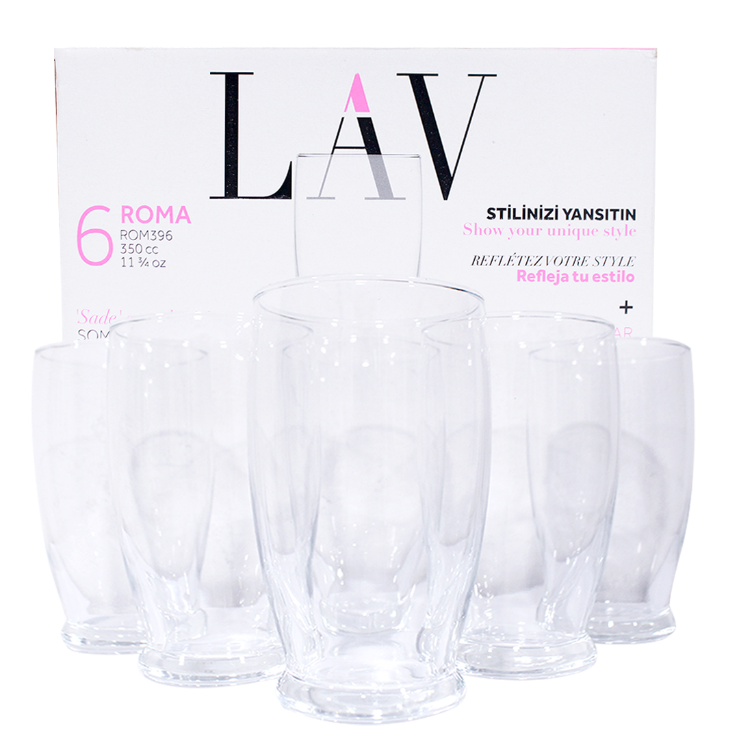 Lav Long Drink Glasses Model ROM396 6 Pieces