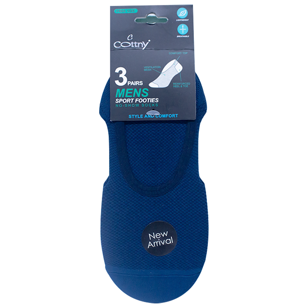 Cottny Men's Footie Socks Assorted 3 Pairs