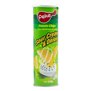 Peke sour cream and onion potato chips 110g