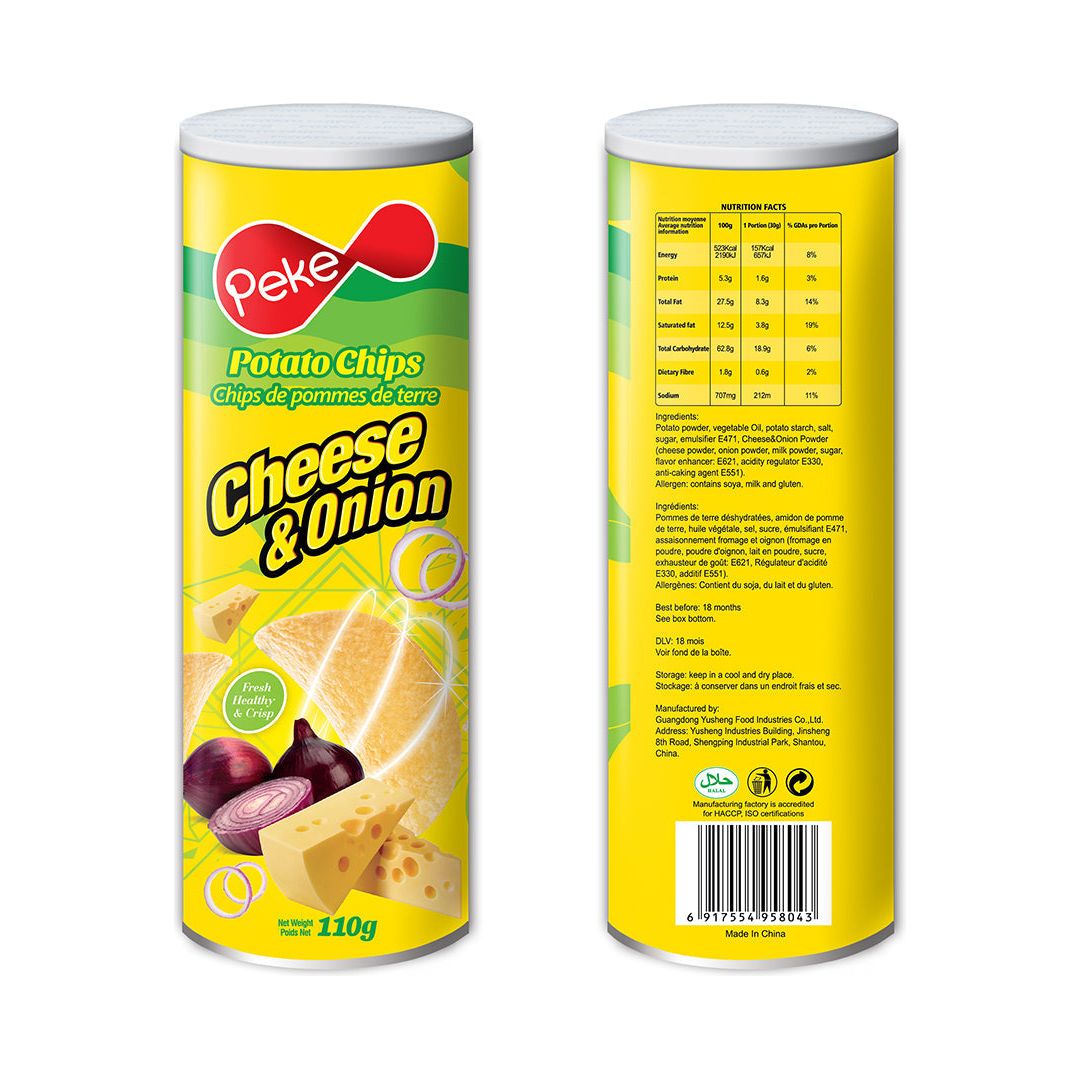 Peke cheese and onion potato chips 110g