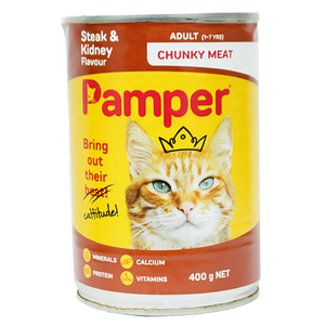 Pamper Adult Cat Food Steak and Kidney 400g