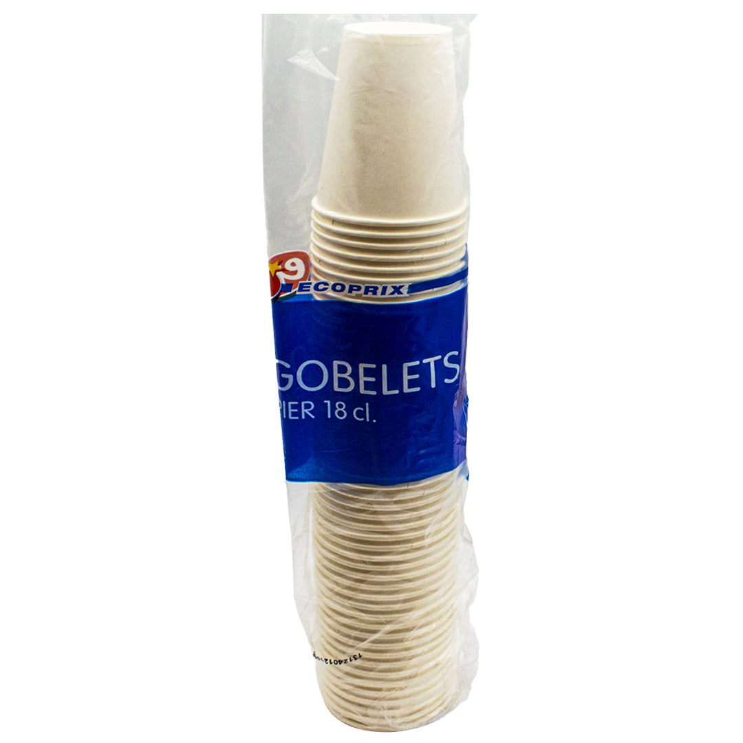 Ecoprix disposable paper cups 18cl 50 pieces