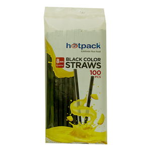 Hotpack pailles couleur noire 8mm x100p