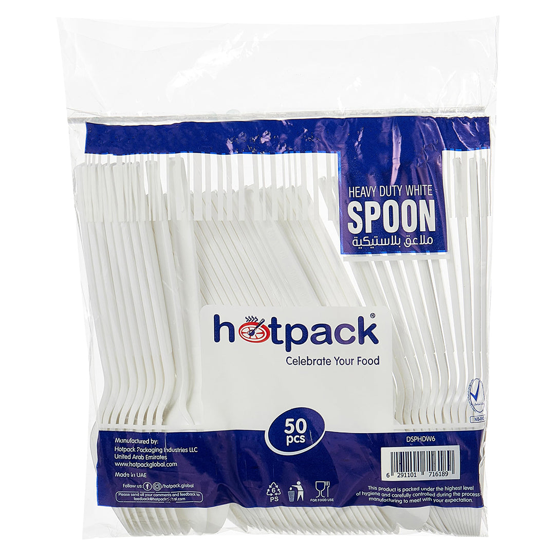 Hotpack medium sturdy plastic spoons 50 pieces