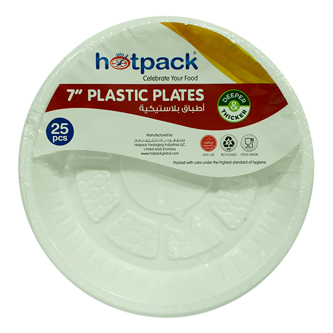 Hotpack plastic plates seven inches 25pcs