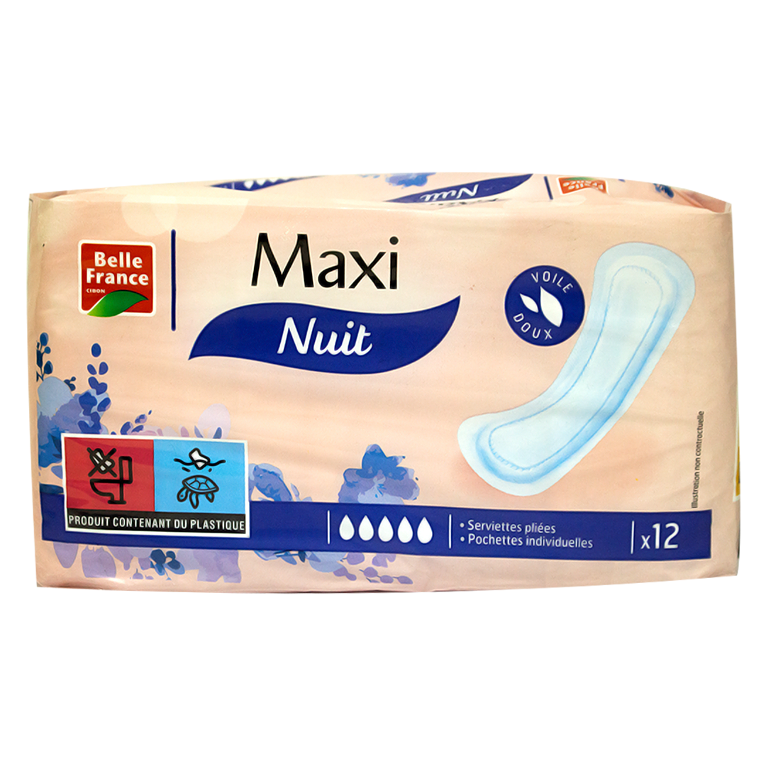 Belle France maxi night sanitary pads 12 pieces