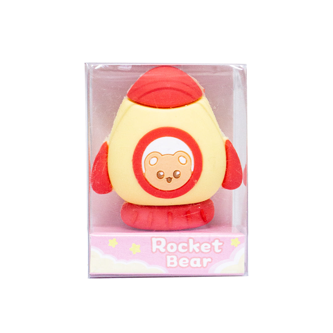 Rocket Bear pencil sharpener and eraser 1 piece