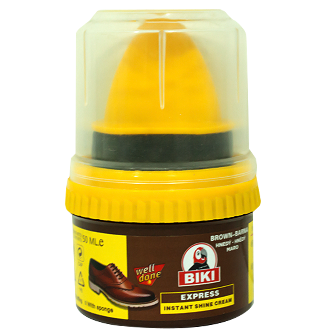 Biki Shoe Shine Cream Instant Express Brown 50ml Model NO-350